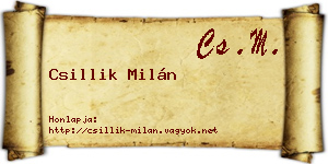 Csillik Milán névjegykártya